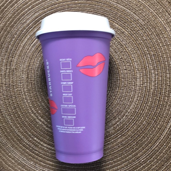 Starbucks Reusable Cup Purple with Red Lips - Picture 2 of 4